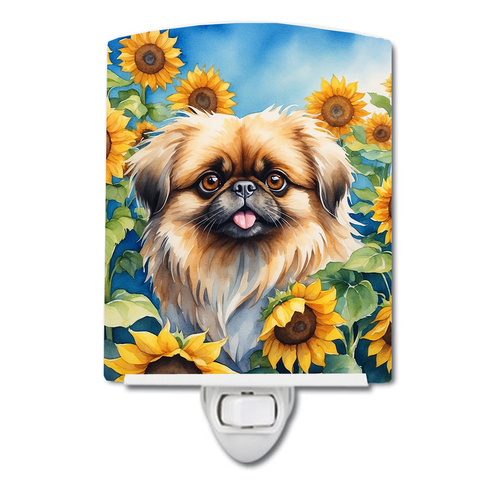 Pekingese in Sunflowers Ceramic Night Light - One Color / One Size - Home & Garden - Home Improvement - Lights &