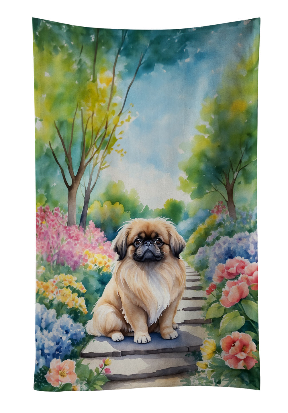 Pekingese Spring Path Kitchen Towel - One Color / One Size - Home & Garden - Home Textile - Towels