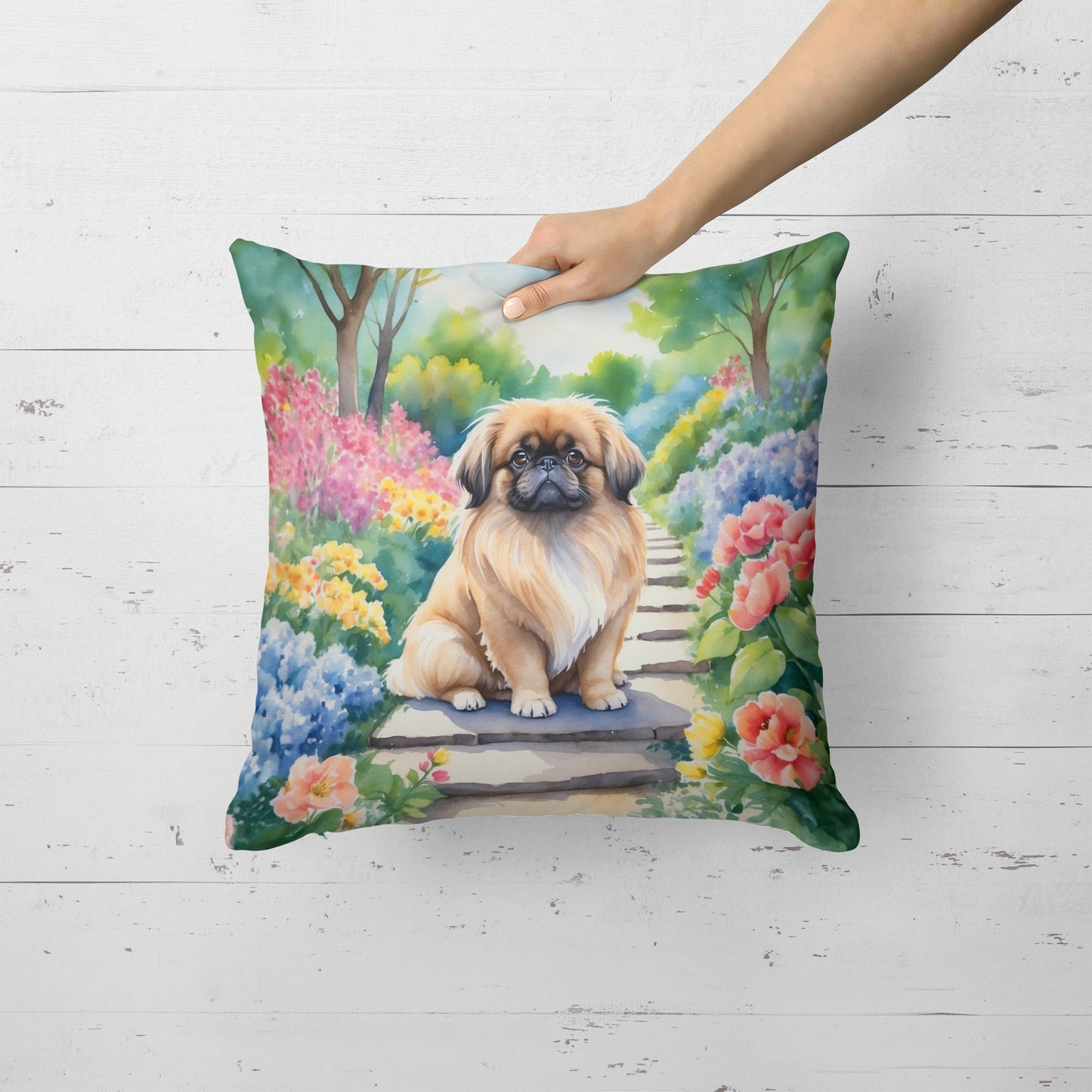 Pekingese Spring Path Throw Pillow - One Color / One Size - Home & Garden - Home Textile - Pillows