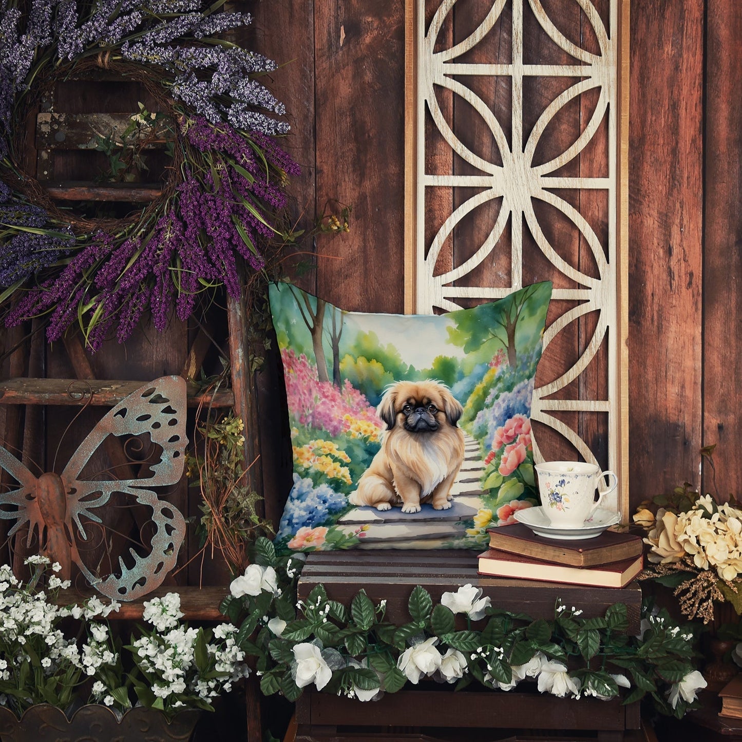 Pekingese Spring Path Throw Pillow - One Color / One Size - Home & Garden - Home Textile - Pillows