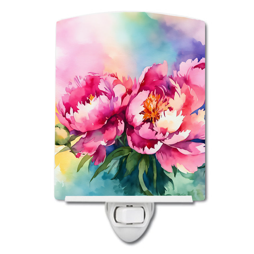 Peonies in Watercolor Ceramic Night Light - One Color / One Size - Home & Garden - Home Improvement - Lights & Lighting