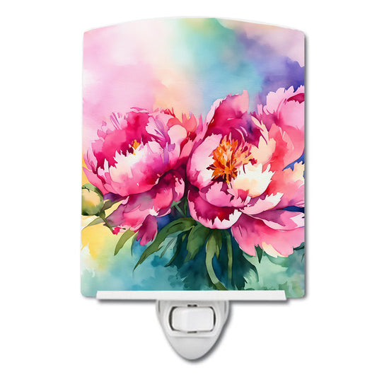 Peonies in Watercolor Ceramic Night Light - One Color / One Size - Home & Garden - Home Improvement - Lights & Lighting