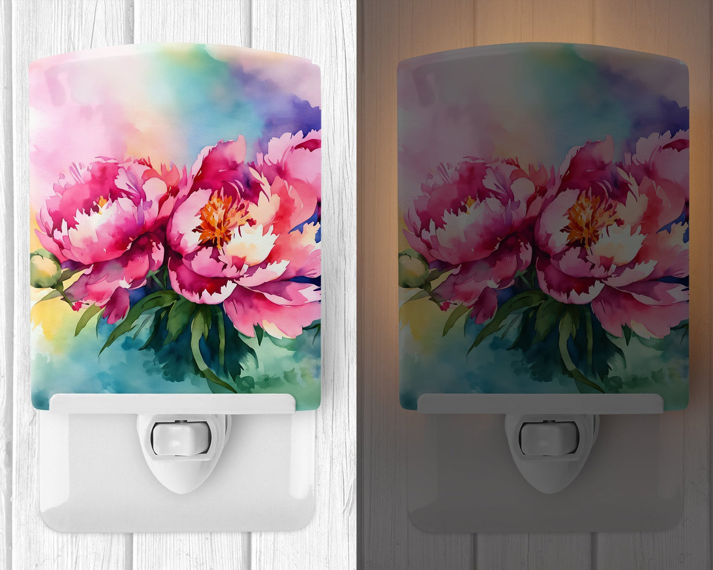 Peonies in Watercolor Ceramic Night Light - One Color / One Size - Home & Garden - Home Improvement - Lights & Lighting