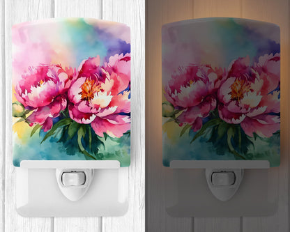 Peonies in Watercolor Ceramic Night Light - One Color / One Size - Home & Garden - Home Improvement - Lights & Lighting