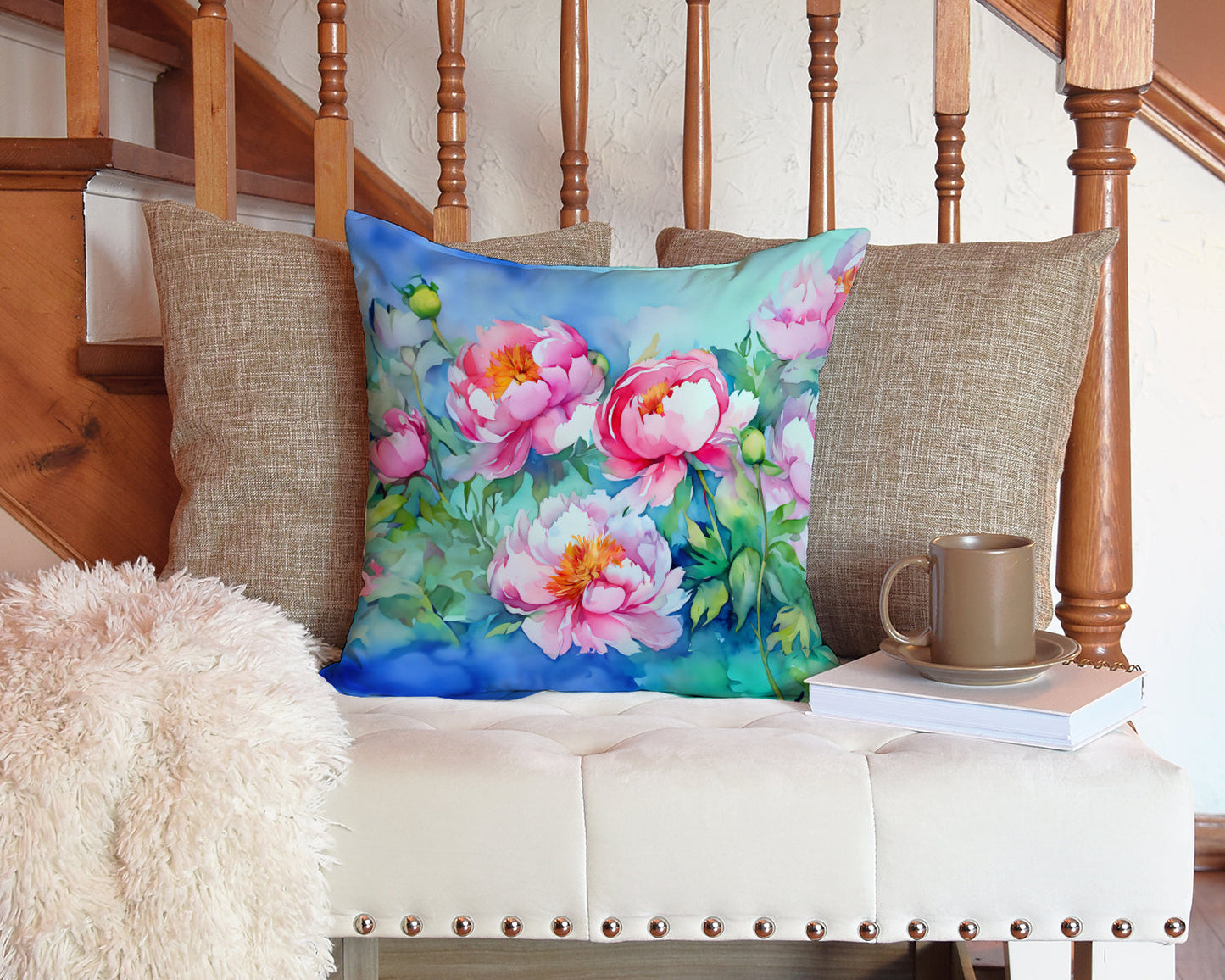 Peonies in Watercolor Throw Pillow - One Color / One Size - Home & Garden - Home Textile - Pillows