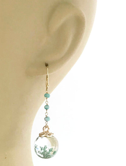 Petrified Flower Keepsake Amazonite Earrings - One Color / One Size - Jewelry & Accessories