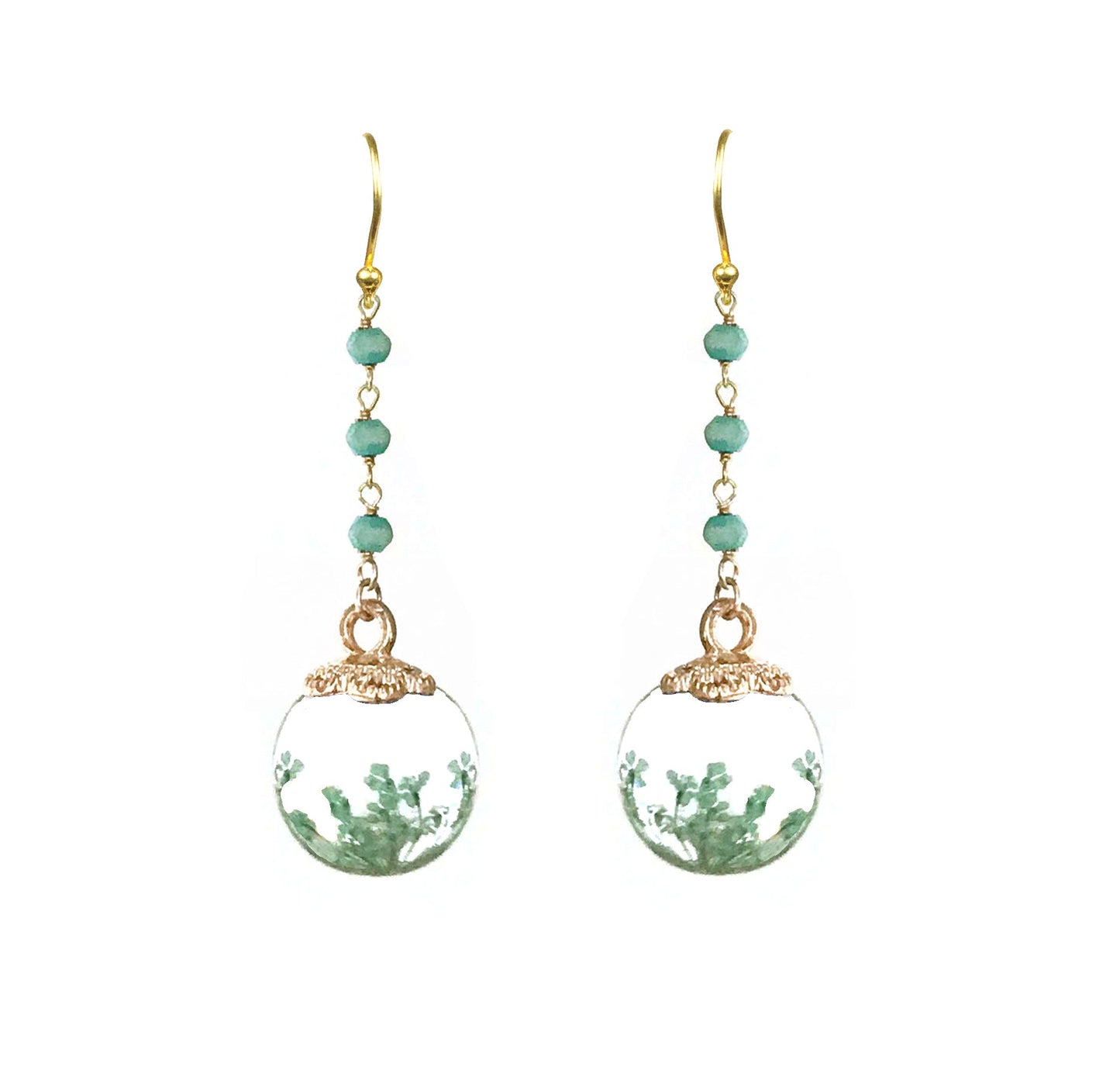 Petrified Flower Keepsake Amazonite Earrings - One Color / One Size - Jewelry & Accessories