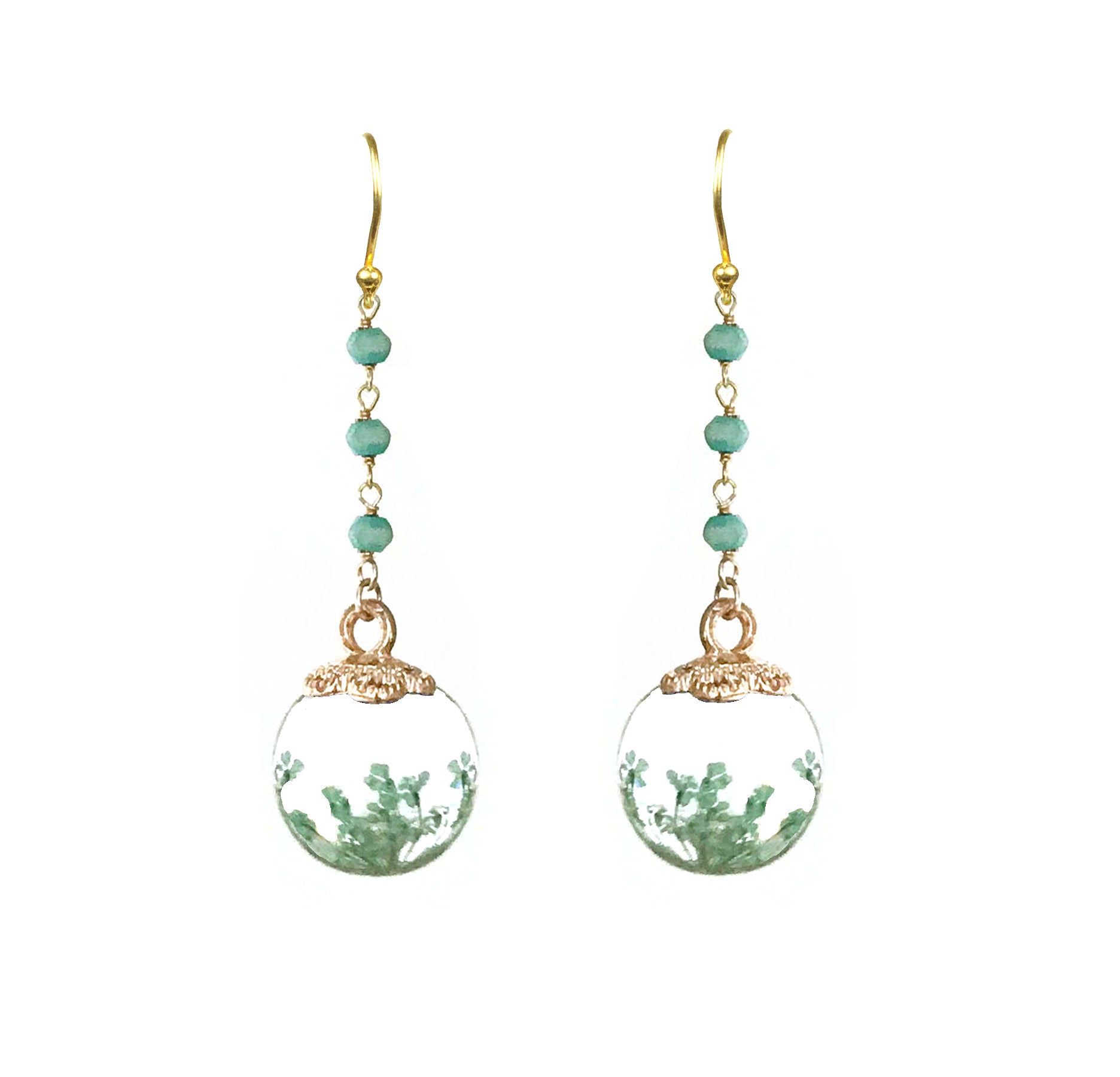 Petrified Flower Keepsake Amazonite Earrings - One Color / One Size - Jewelry & Accessories