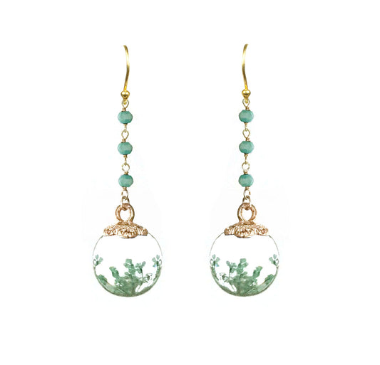 Petrified Flower Keepsake Amazonite Earrings - One Color / One Size - Jewelry & Accessories