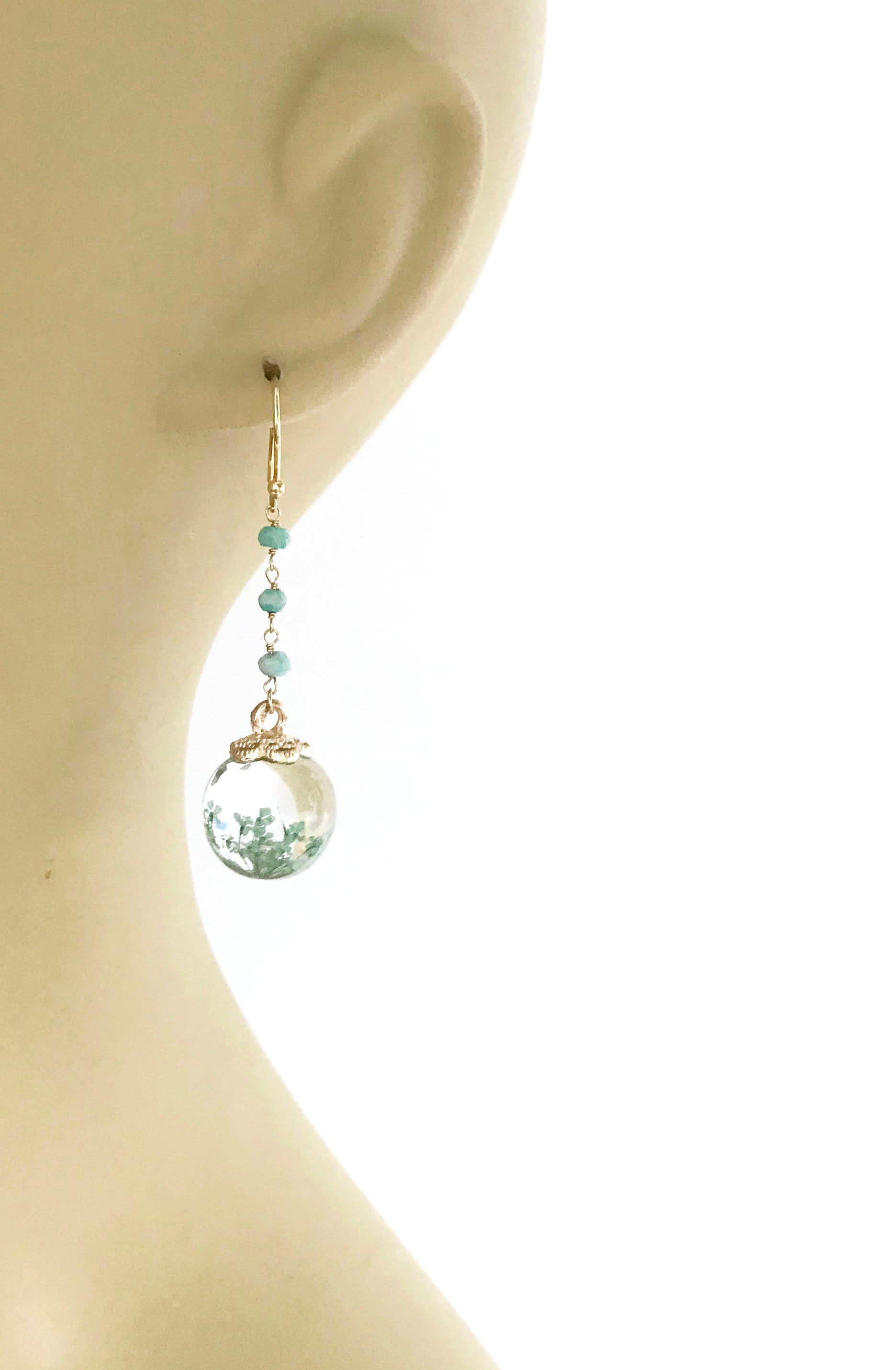 Petrified Flower Keepsake Amazonite Earrings - One Color / One Size - Jewelry & Accessories