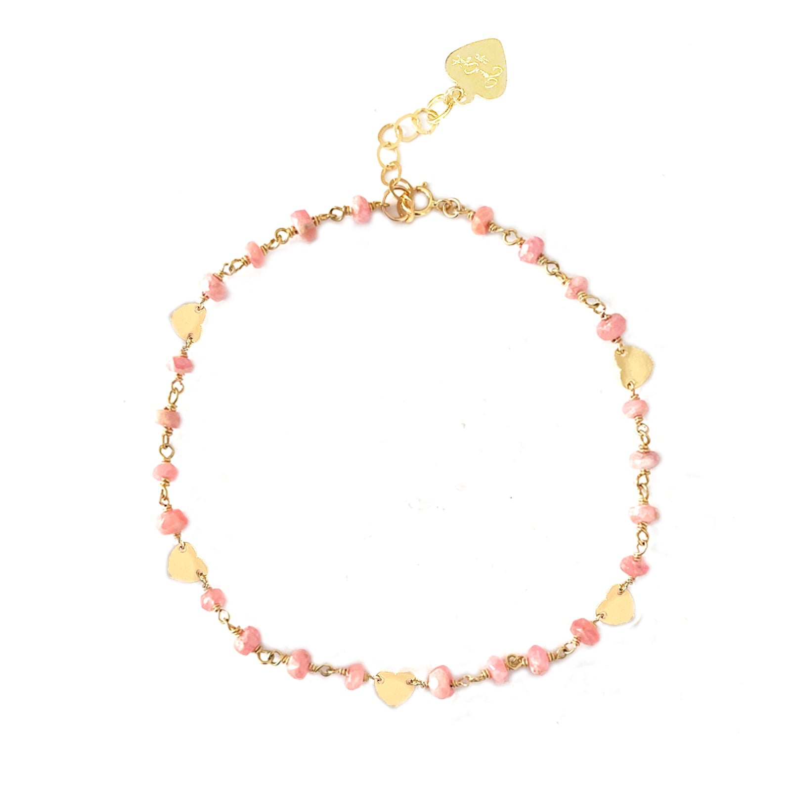 Pink Rhodocrosite Heart Anklet - One Color / One Size - Jewelry & Accessories - Fine Jewelry - Anklets