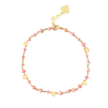 Pink Rhodocrosite Heart Anklet - One Color / One Size - Jewelry & Accessories - Fine Jewelry - Anklets