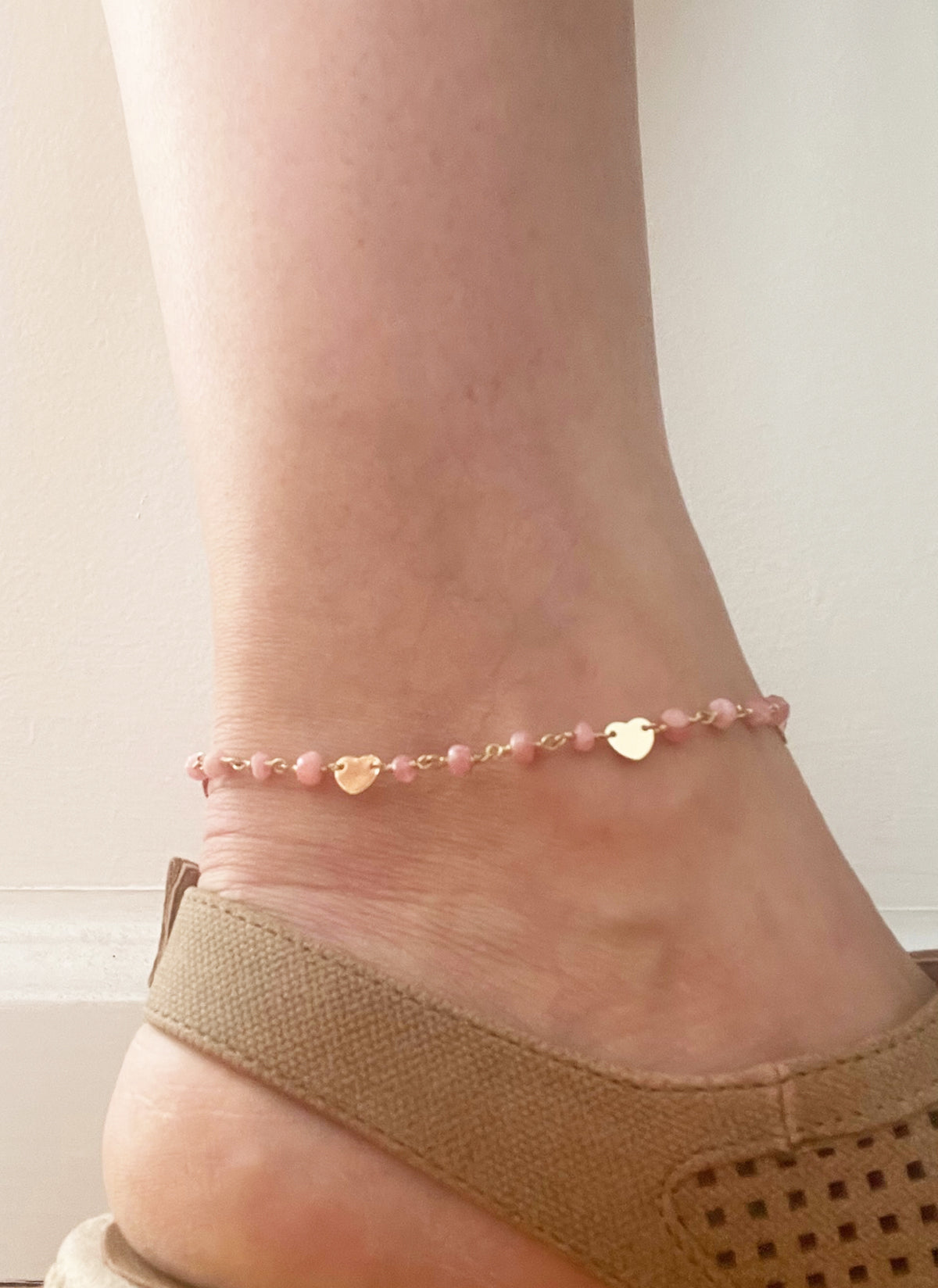 Pink Rhodocrosite Heart Anklet - One Color / One Size - Jewelry & Accessories - Fine Jewelry - Anklets