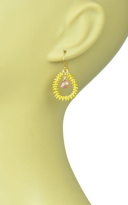 Pink Sapphire Drop Hoop Earrings - One Color / One Size - Jewelry & Accessories - Earrings