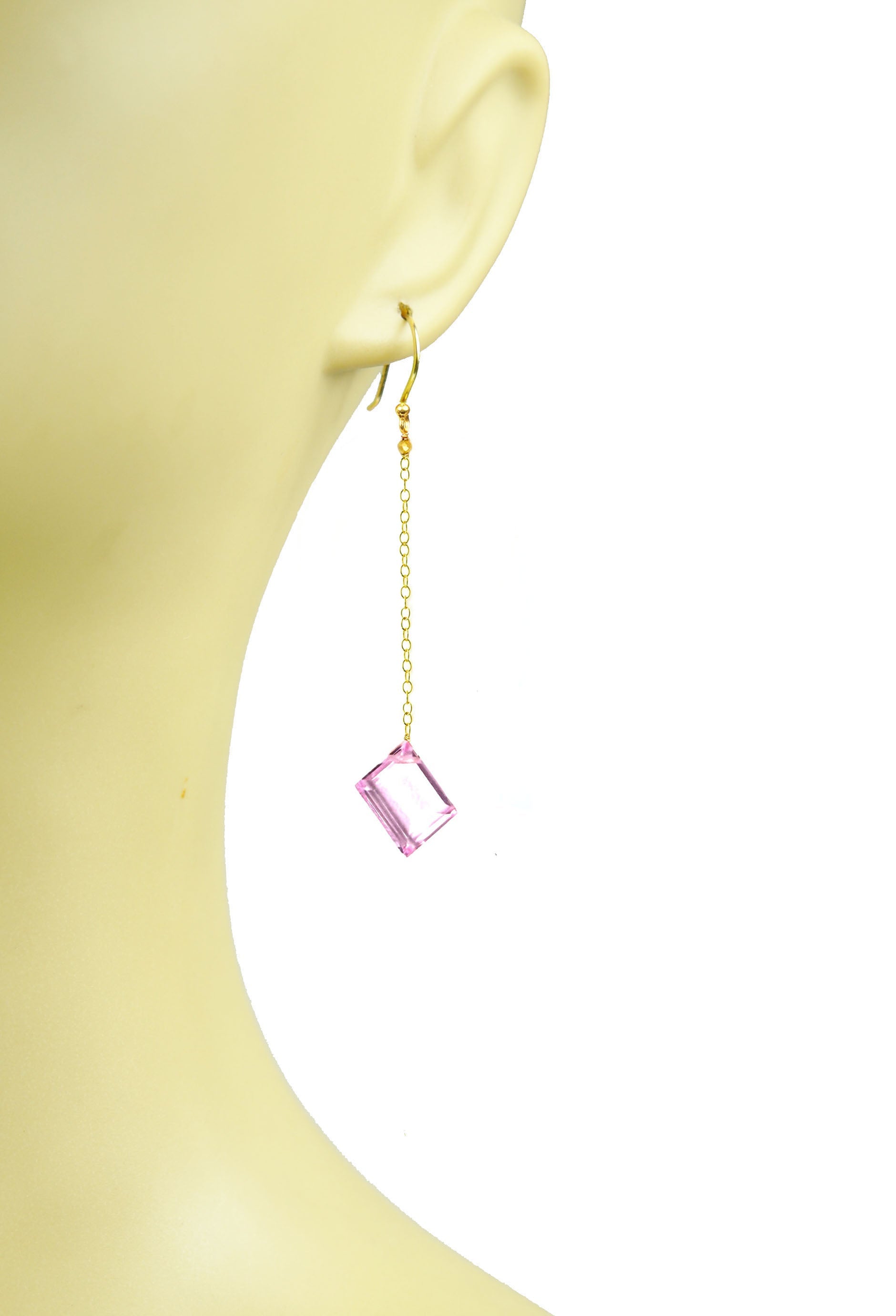 Pink Sapphire Long Dangle Earrings - One Color / One Size - Jewelry & Accessories - Earrings - Drop Earrings