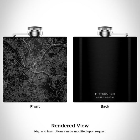 Pittsburgh - Pennsylvania Map Hip Flask in Matte Black - Drinkware