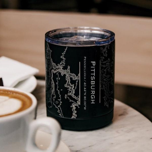 Pittsburgh - Pennsylvania Map Insulated Cup in Matte Black - Drinkware