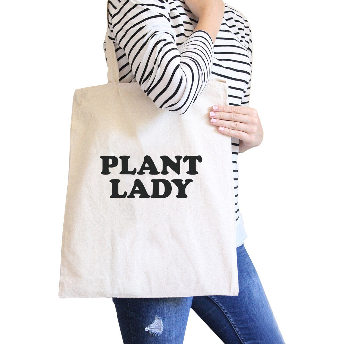 Plant Lady Natural Reusable Grocery Bag Cute Design Canvas Tote Bag - One Color / One Size - Bags & Luggage - Women’s