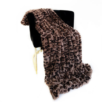Plutus Brown Leopard Faux Fur Luxury Throw Blanket - Home & Garden - Home Textile - Bedding
