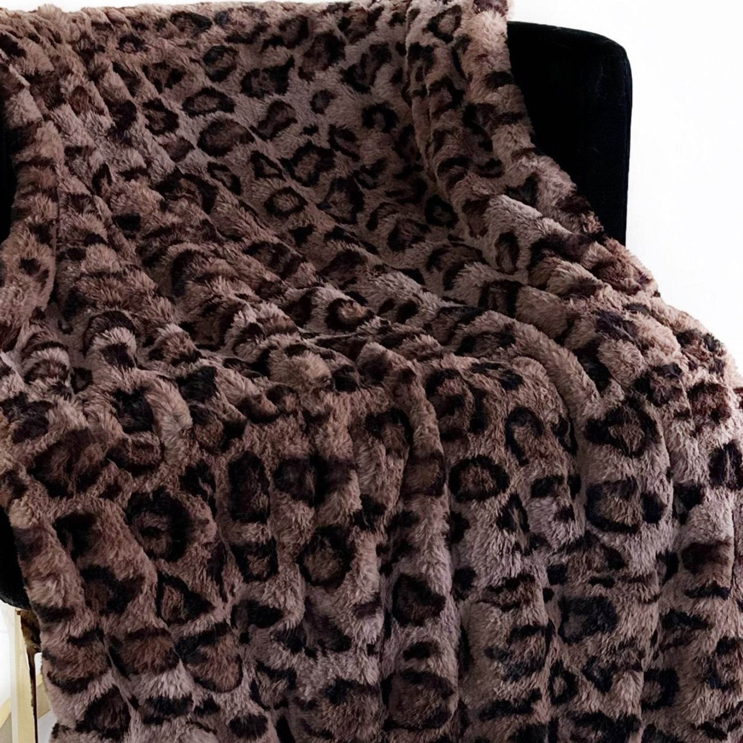 Plutus Brown Leopard Faux Fur Luxury Throw Blanket - Home & Garden - Home Textile - Bedding