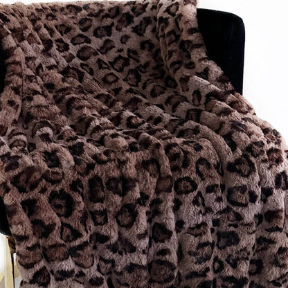 Plutus Brown Leopard Faux Fur Luxury Throw Blanket - Home & Garden - Home Textile - Bedding
