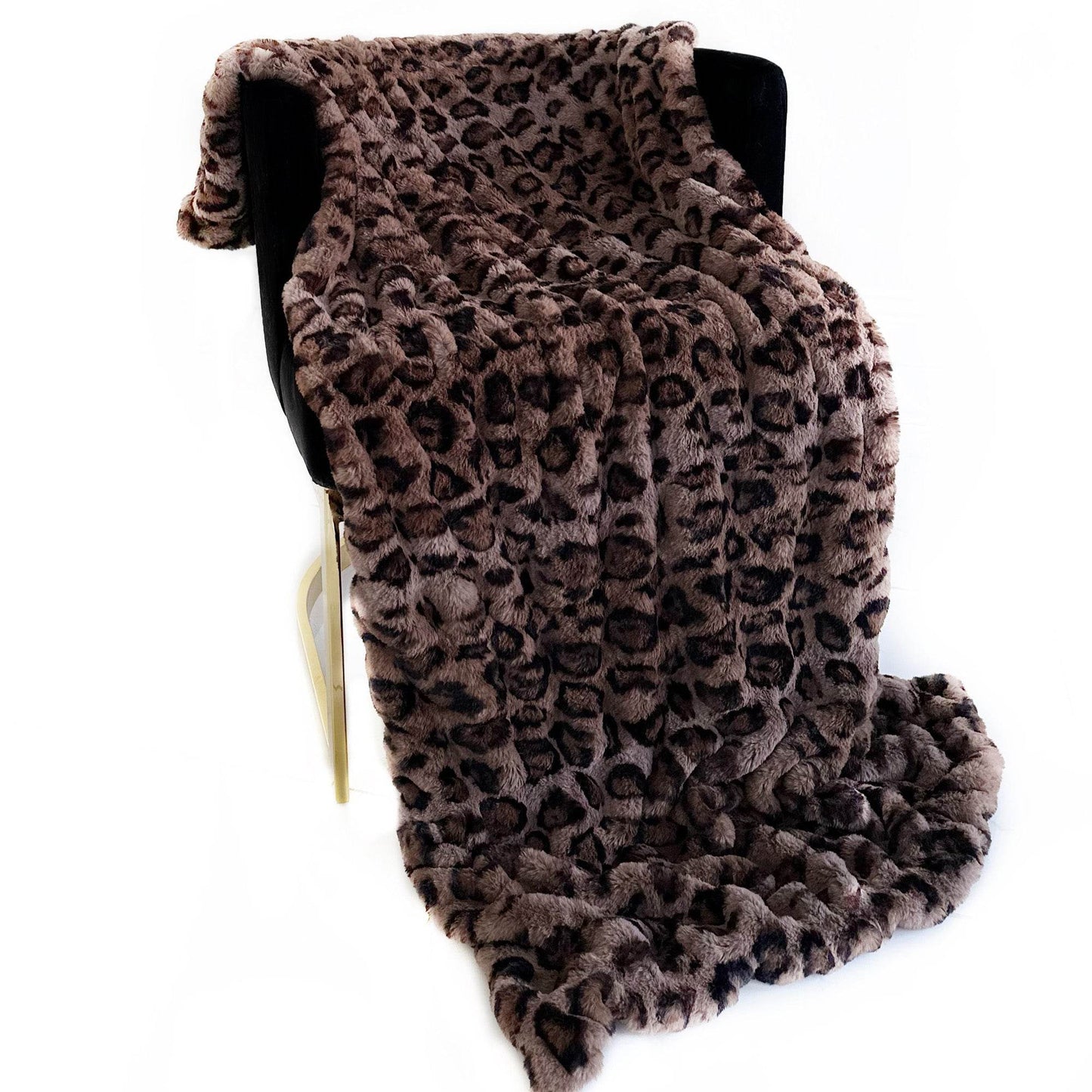 Plutus Brown Leopard Faux Fur Luxury Throw Blanket - Home & Garden - Home Textile - Bedding