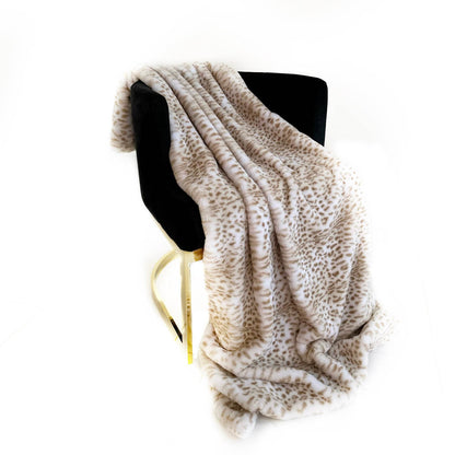 Plutus Brown Taupe Savannah Cat Faux Fur Luxury Throw Blanket - Home & Garden - Home Textile - Bedding