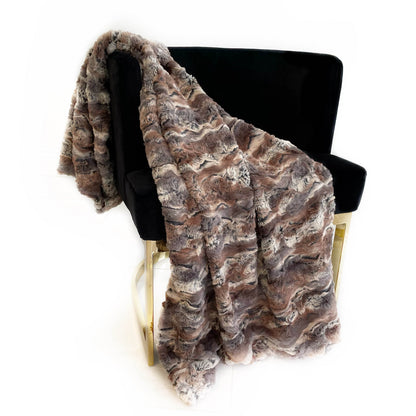 Plutus Brown Wild Rabbit Faux Fur Luxury Throw Blanket - Home & Garden - Home Textile - Bedding