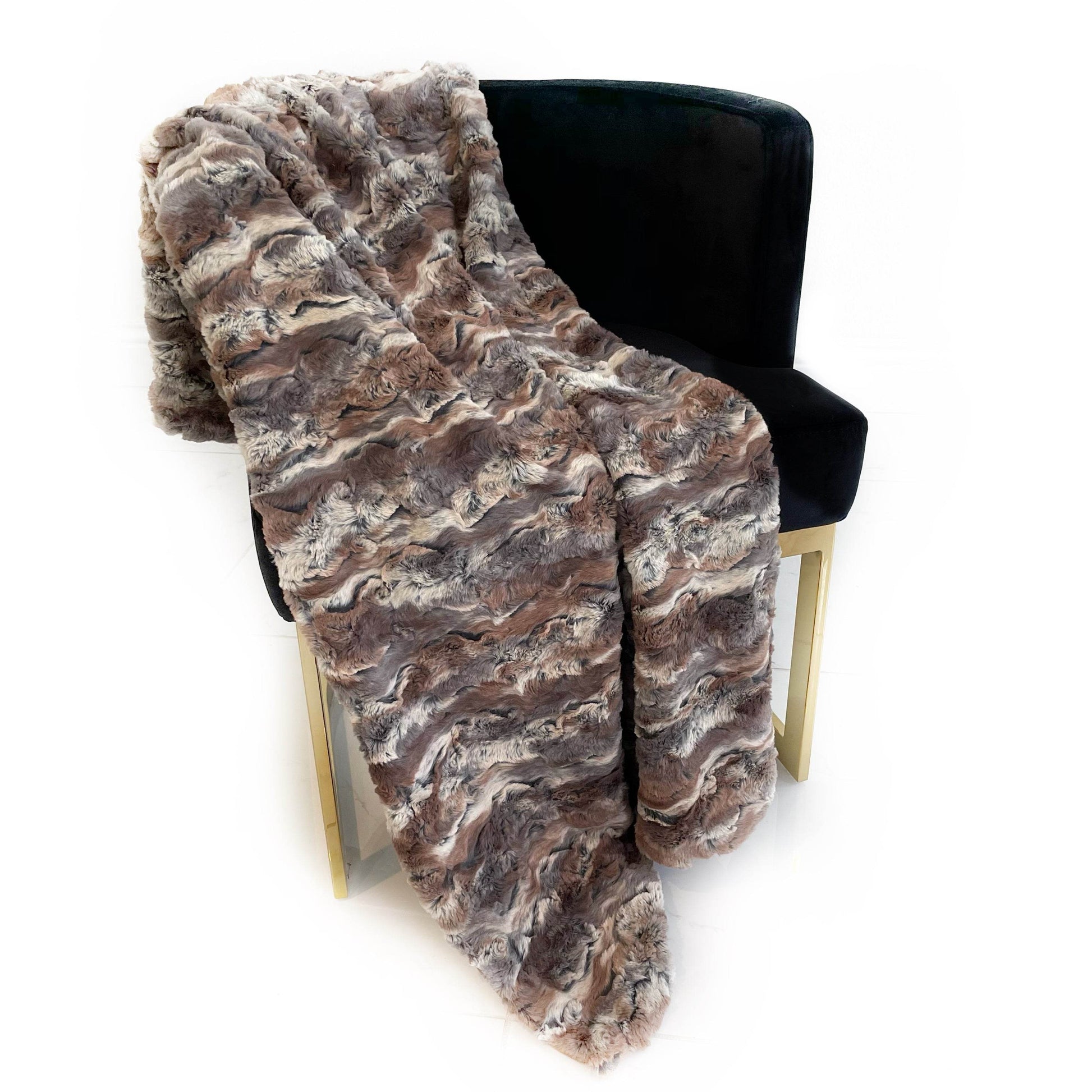 Plutus Brown Wild Rabbit Faux Fur Luxury Throw Blanket - Home & Garden - Home Textile - Bedding