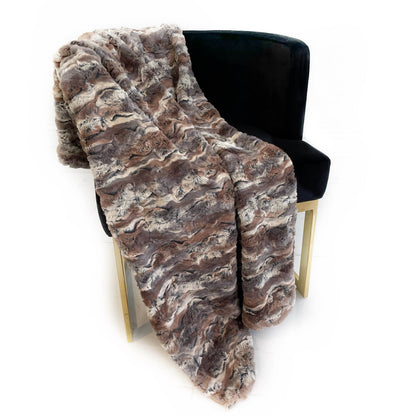 Plutus Brown Wild Rabbit Faux Fur Luxury Throw Blanket - Home & Garden - Home Textile - Bedding