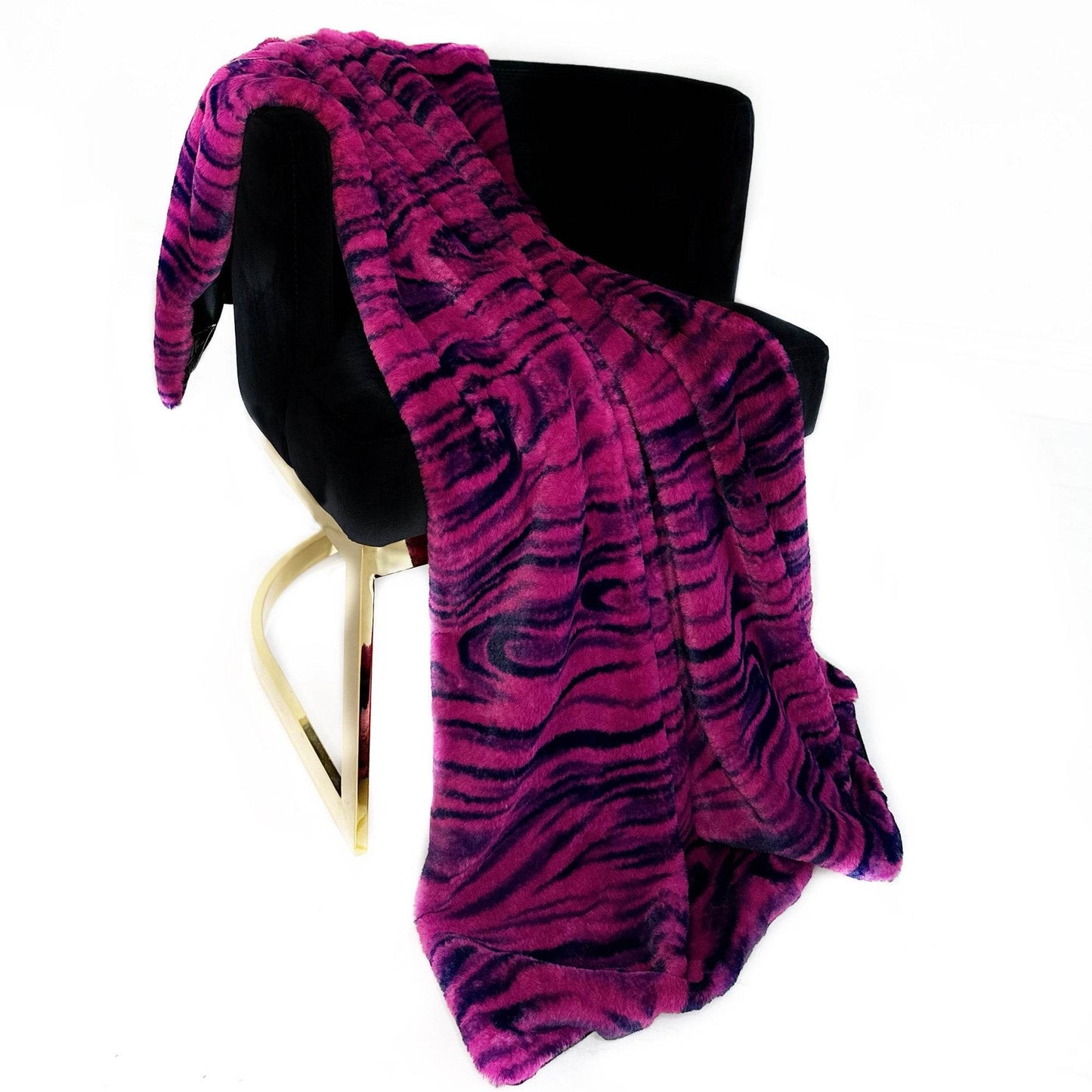 Plutus Fuchsia Black Galaxy Faux Fur Luxury Throw Blanket - Home & Garden - Home Textile - Bedding