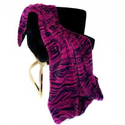 Plutus Fuchsia Black Galaxy Faux Fur Luxury Throw Blanket - Home & Garden - Home Textile - Bedding