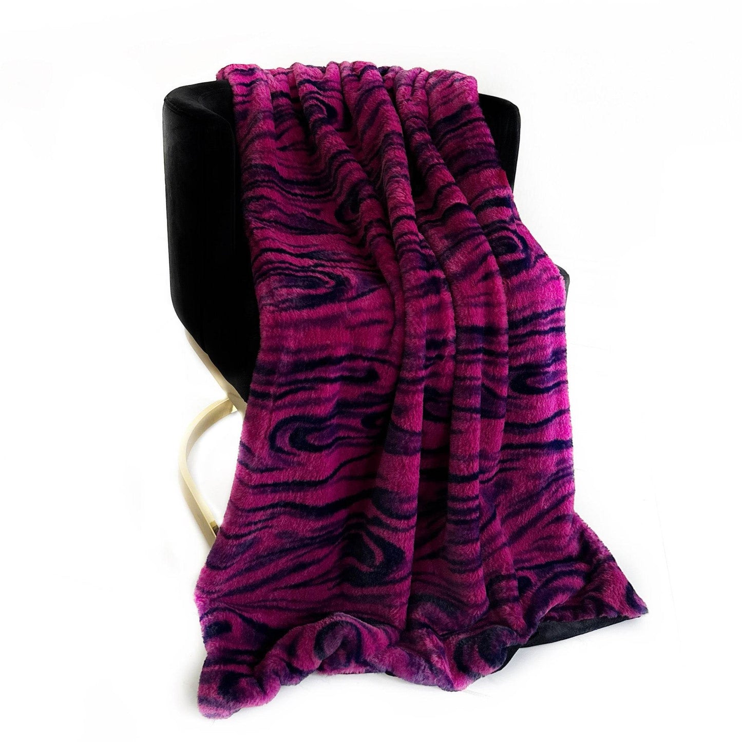 Plutus Fuchsia Black Galaxy Faux Fur Luxury Throw Blanket - Home & Garden - Home Textile - Bedding