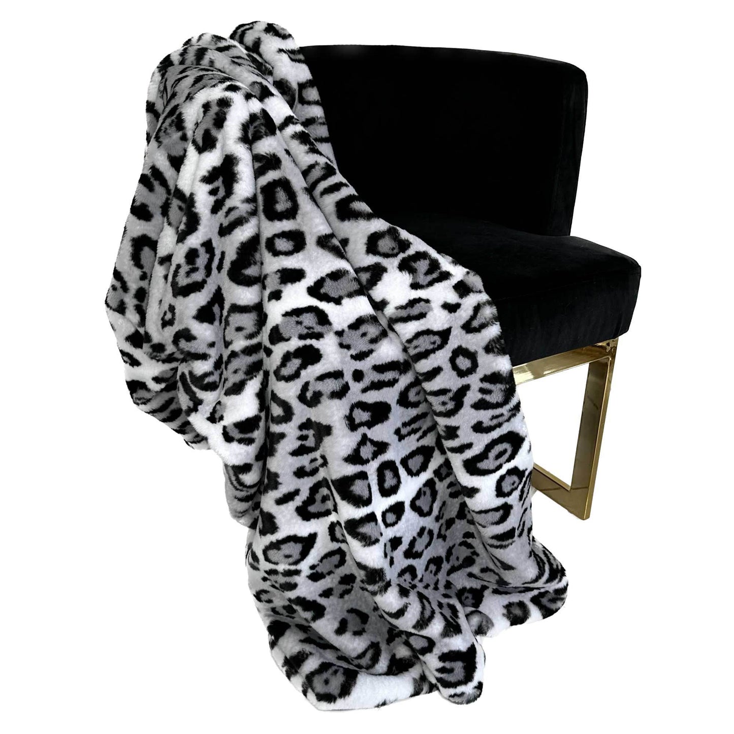 Plutus Gray Silver Jaguar Faux Fur Luxury Throw Blanket - Home & Garden - Home Textile - Bedding