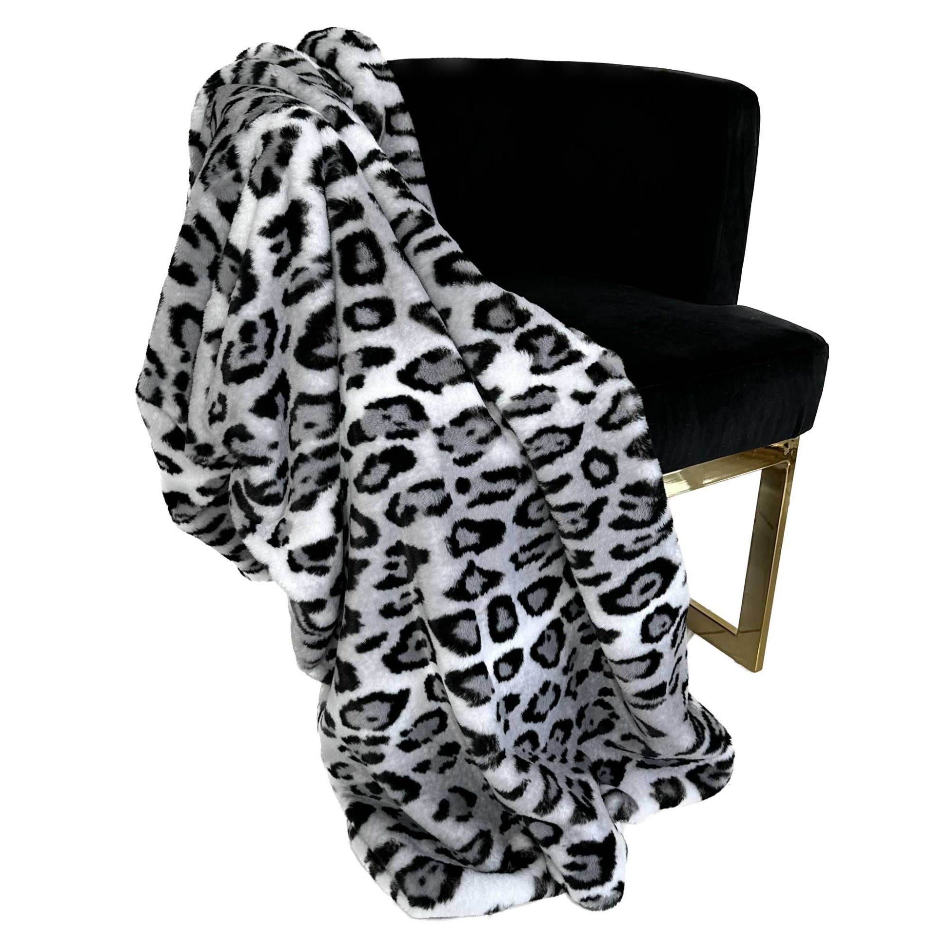Plutus Gray Silver Jaguar Faux Fur Luxury Throw Blanket - Home & Garden - Home Textile - Bedding