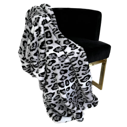 Plutus Gray Silver Jaguar Faux Fur Luxury Throw Blanket - Home & Garden - Home Textile - Bedding