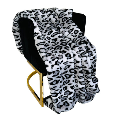 Plutus Gray Silver Jaguar Faux Fur Luxury Throw Blanket - Home & Garden - Home Textile - Bedding