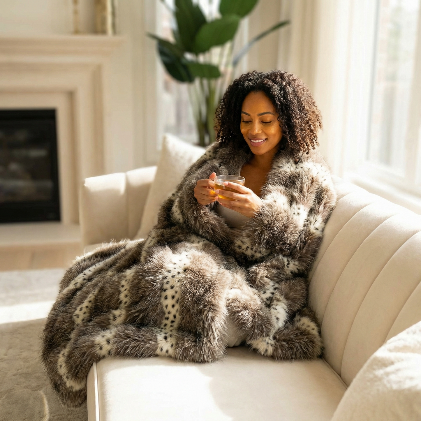 Plutus Gray Two Tone Feather Faux Fur Luxury Throw Blanket - Home & Garden - Home Textile - Bedding