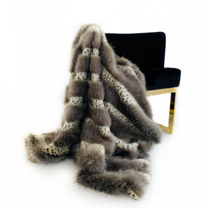 Plutus Gray Two Tone Feather Faux Fur Luxury Throw Blanket - Home & Garden - Home Textile - Bedding