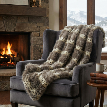 Plutus Gray Two Tone Feather Faux Fur Luxury Throw Blanket - Home & Garden - Home Textile - Bedding