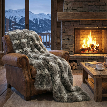 Plutus Gray Two Tone Feather Faux Fur Luxury Throw Blanket - Home & Garden - Home Textile - Bedding