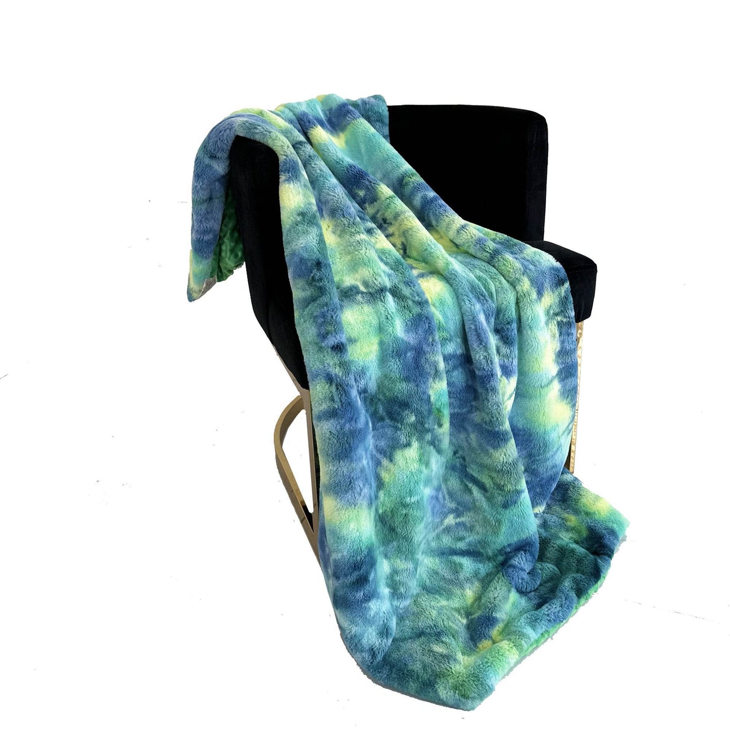 Plutus Green Yellow Blue Northern Lights Faux Fur Luxury Throw Blanket - Home & Garden - Home Textile - Bedding