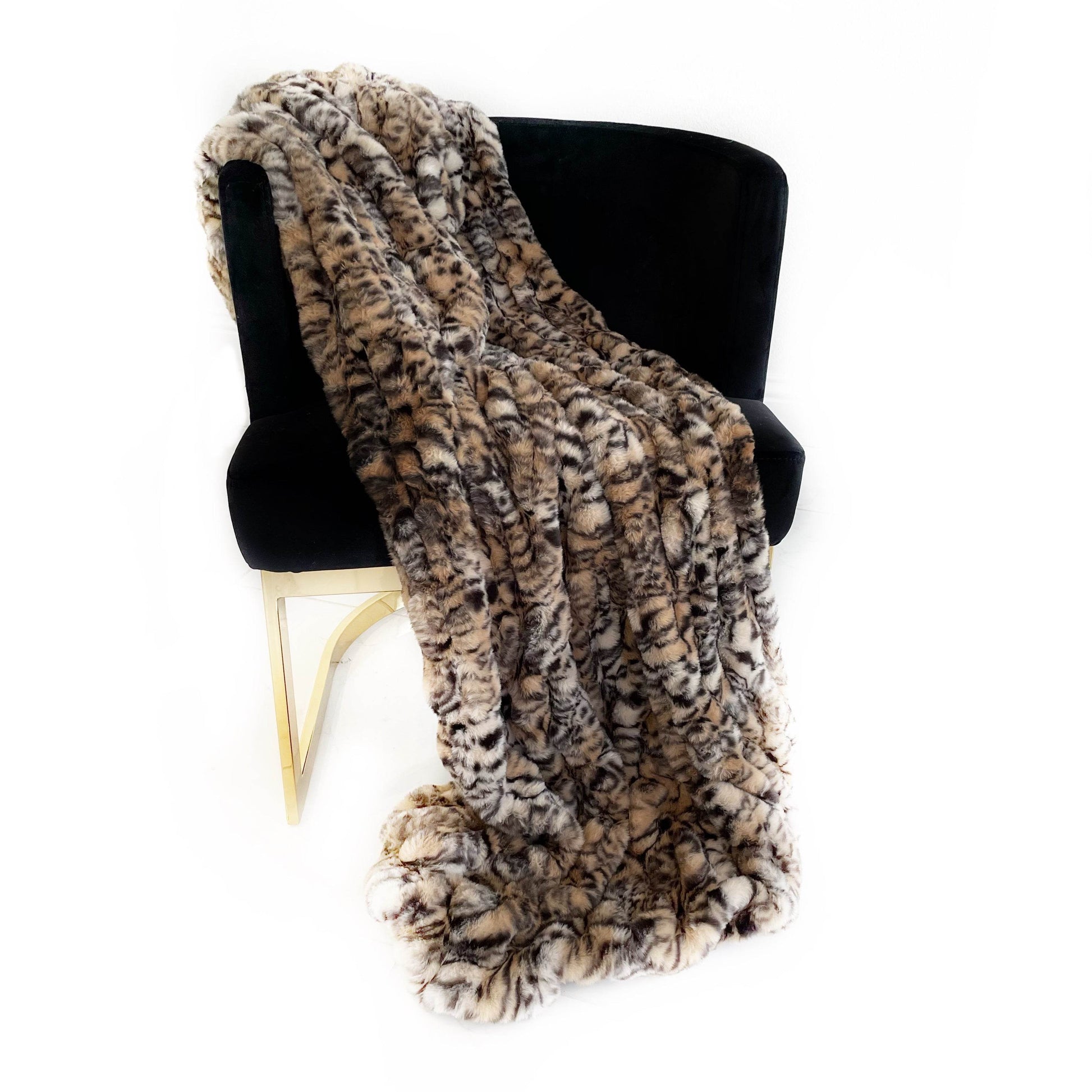 Plutus Natural Leopard Sharpei Faux Fur Luxury Throw Blanket - Home & Garden - Home Textile - Bedding