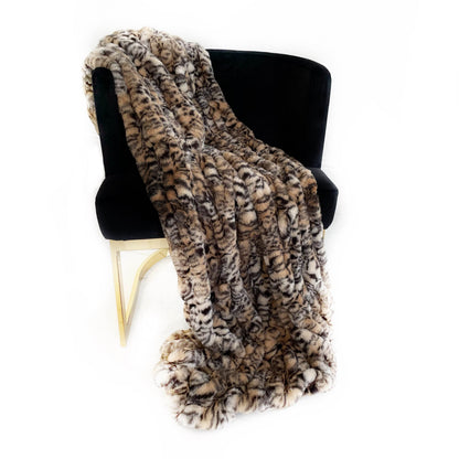 Plutus Natural Leopard Sharpei Faux Fur Luxury Throw Blanket - Home & Garden - Home Textile - Bedding