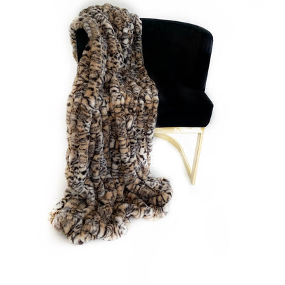 Plutus Natural Leopard Sharpei Faux Fur Luxury Throw Blanket - Home & Garden - Home Textile - Bedding