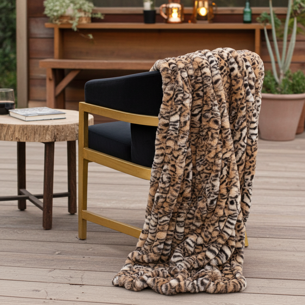 Plutus Natural Leopard Sharpei Faux Fur Luxury Throw Blanket - Home & Garden - Home Textile - Bedding