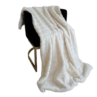 Plutus Off White Soft Snow Faux Fur Luxury Throw Blanket - Home & Garden - Home Textile - Bedding