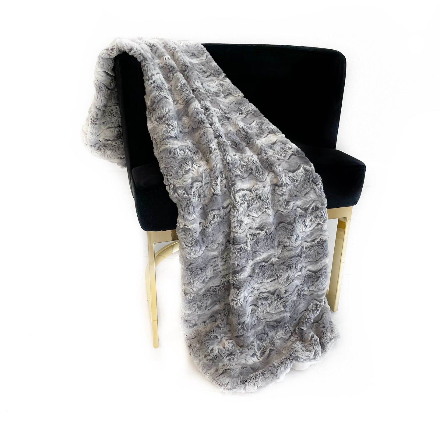 Plutus Silver Wild Rabbit Faux Fur Luxury Throw Blanket - Home & Garden - Home Textile - Bedding