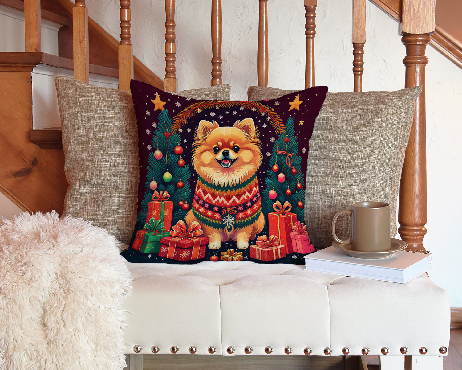 Pomeranian Christmas Throw Pillow - One Color / One Size - Home & Garden - Home Textile - Pillows