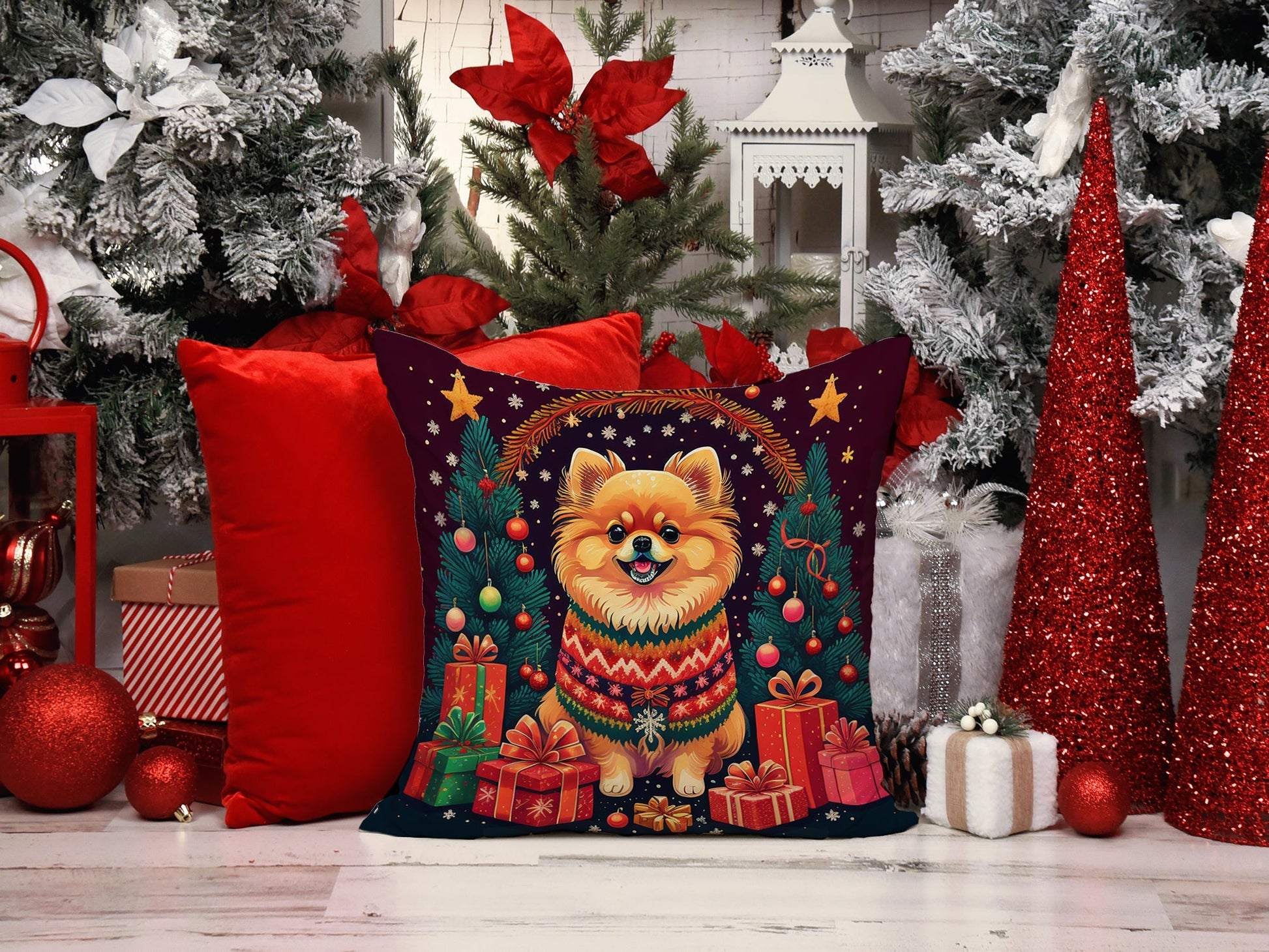 Pomeranian Christmas Throw Pillow - One Color / One Size - Home & Garden - Home Textile - Pillows